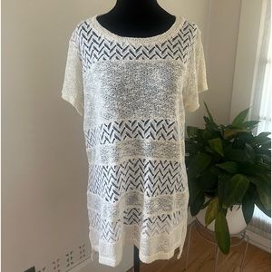 A’reve Women’s Short Sleeve Sheer Lace Top - Large